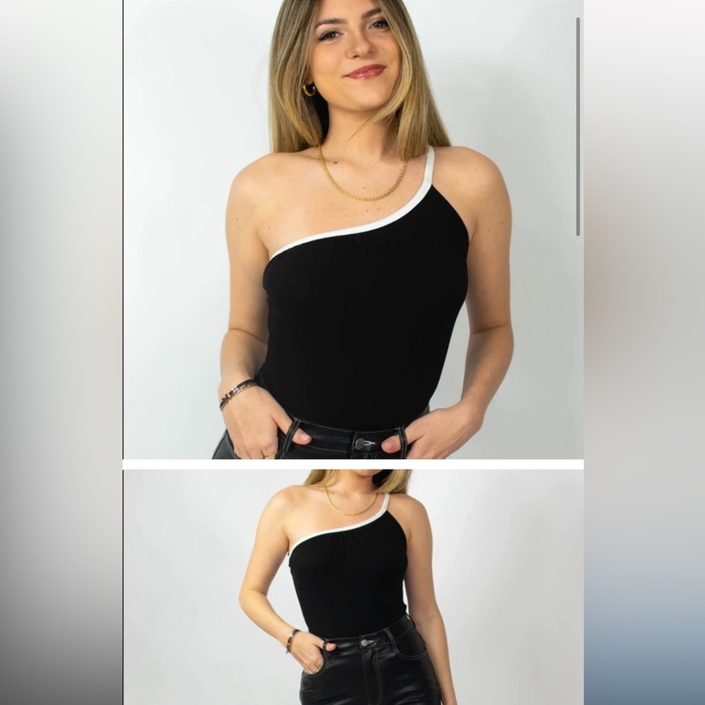 Grey Bandit Bodysuit One Shoulder Top